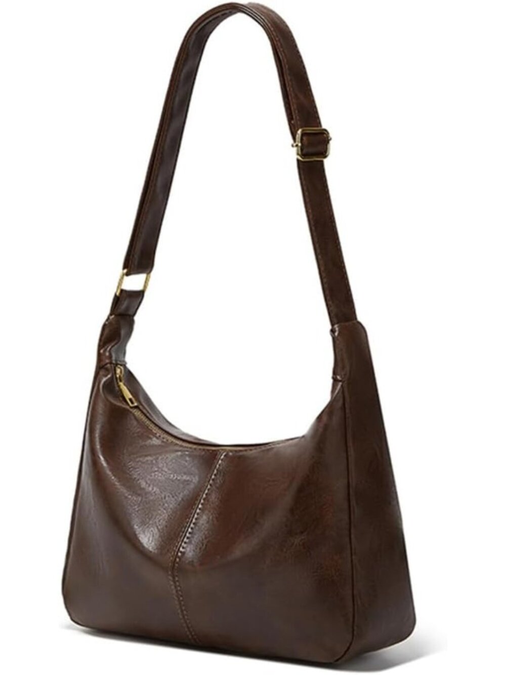 Stylish Brown Leather Hobo Bag for Women | Slouchy Everyday Purse with Zipper